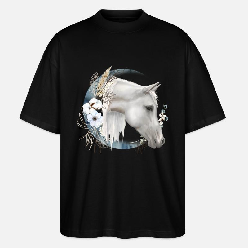 Pferdemotiv Boho - Stanley/Stella Oversized Unisex Bio T-Shirt Blaster 2.0 - Schwarz