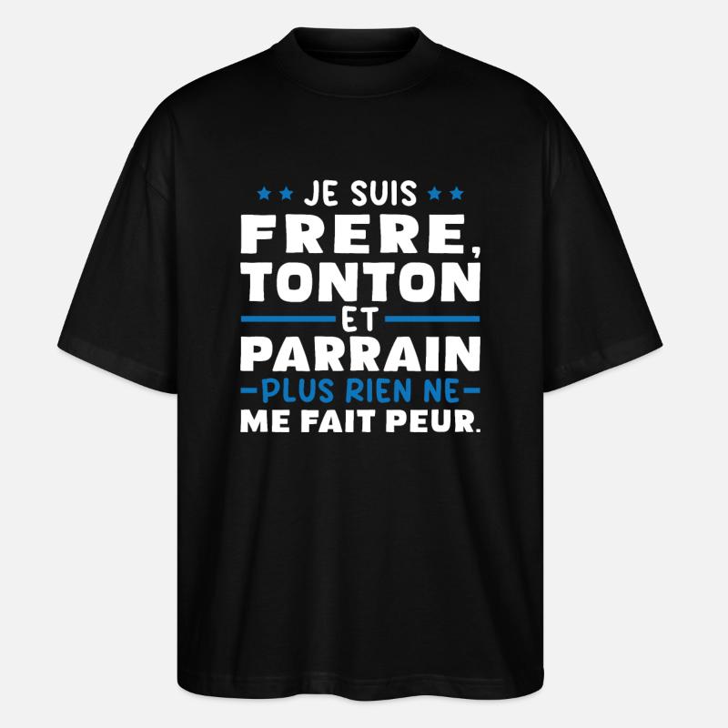 Frère tonton et Parrain - T-shirt bio Blaster 2.0 coupe oversize Stanley/Stella Unisexe - noir