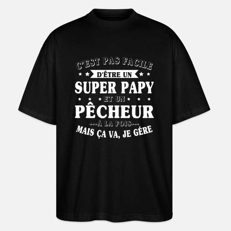 Super-Opa und Fischer-Geschenk - Stanley/Stella Oversized Unisex Bio T-Shirt Blaster 2.0 - Schwarz