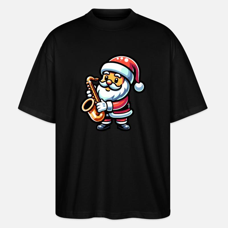Weihnachtsmann Spielt Saxophon - Stanley/Stella Oversized Unisex Bio T-Shirt Blaster 2.0 - Schwarz