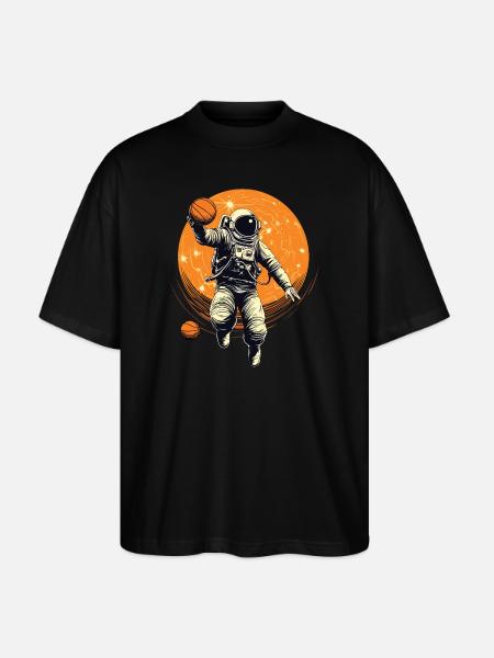 Astronaut, basketball in space, illustration - Stanley/Stella Oversized Unisex Organic T-shirt Blaster 2.0 - black