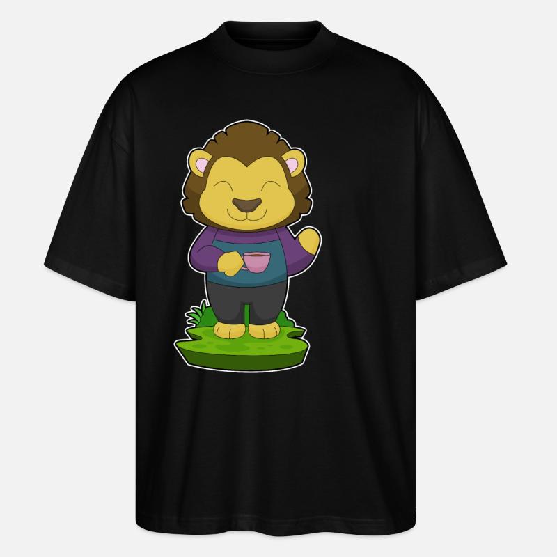 Lion Coffee Mug - Stanley/Stella Oversized Unisex Organic T-shirt Blaster 2.0 - black