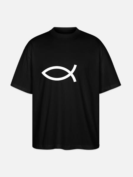 Ryba Jesus biała ryba Ichthys ryba - Ekologiczne Koszulka Oversize Unisex Stanley/Stella Blaster 2.0 - czarny