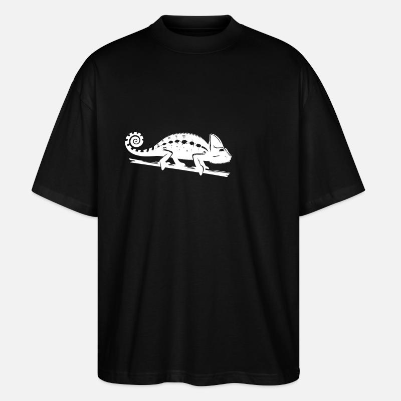 Dessin caméléon à l’encre - T-shirt bio Blaster 2.0 coupe oversize Stanley/Stella Unisexe - noir