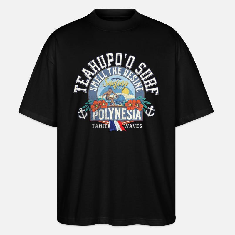 Teahupoo Surf Polynesia - Stanley/Stella Oversized Unisex Organic T-shirt Blaster 2.0 - black
