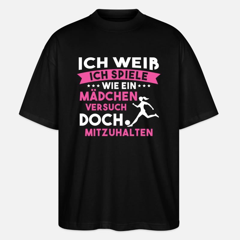 Fußball Sport Mädchen Geschenk - Stanley/Stella Oversized Unisex Bio T-Shirt Blaster 2.0 - Schwarz
