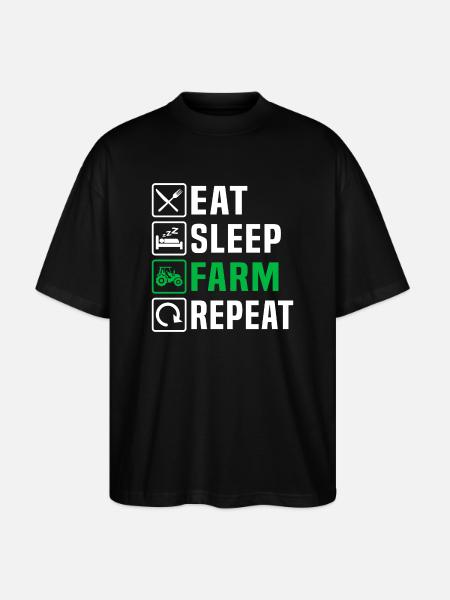 Eat Sleep Farm Repeat Farming - Stanley/Stella Oversized Unisex Organic T-shirt Blaster 2.0 - black