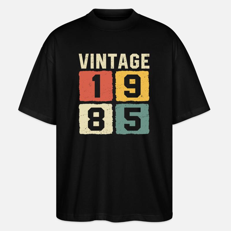Millésime 1985 Né en 1985 - T-shirt bio Blaster 2.0 coupe oversize Stanley/Stella Unisexe - noir