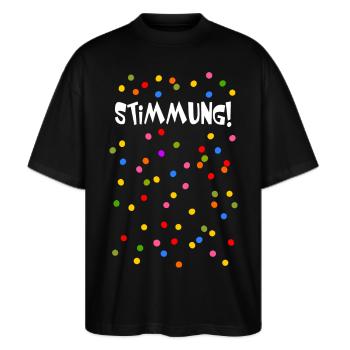 Stimmung Konfetti Fasching Karneval Silvester bunt - Stanley/Stella Oversized Unisex Bio T-Shirt Blaster 2.0 - Schwarz - Vorne - Alina (178cm) & Michal (187cm)
