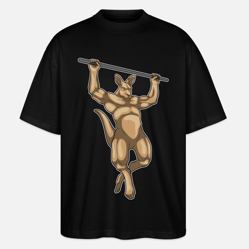 Kangaroo Bodybuilder Pull-Ups Bodybuilding - Stanley/Stella Oversized Unisex Organic T-shirt Blaster 2.0 - black
