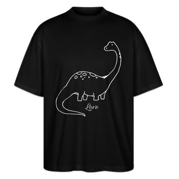 Dino Cute Girl Teens Gifts Long Neck - Stanley/Stella Oversized Unisex Organic T-shirt Blaster 2.0 - black - Front - Alina (178cm) & Michal (187cm)