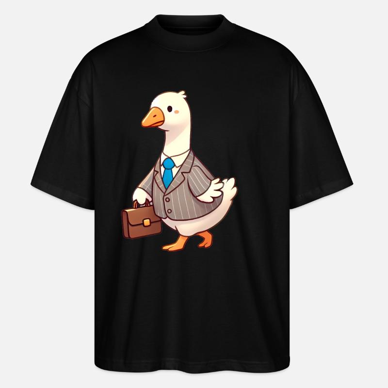 Ernsthafte Gans im Business-Anzug-Design - Stanley/Stella Oversized Unisex Bio T-Shirt Blaster 2.0 - Schwarz