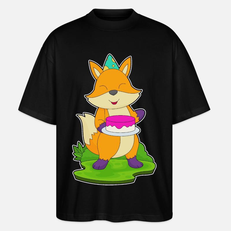 Gâteau d’anniversaire renard - T-shirt bio Blaster 2.0 coupe oversize Stanley/Stella Unisexe - noir