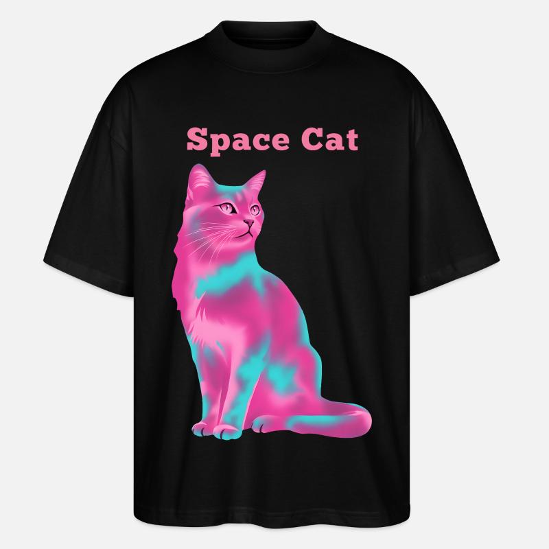 Chat de l’espace - T-shirt bio Blaster 2.0 coupe oversize Stanley/Stella Unisexe - noir