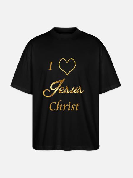 I love Jesus christ - Stanley/Stella Oversized Unisex Organic T-shirt Blaster 2.0 - black