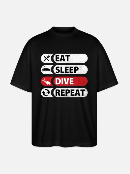 Eat Sleep Dive Repeat - Stanley/Stella Oversized Unisex Organic T-shirt Blaster 2.0 - black