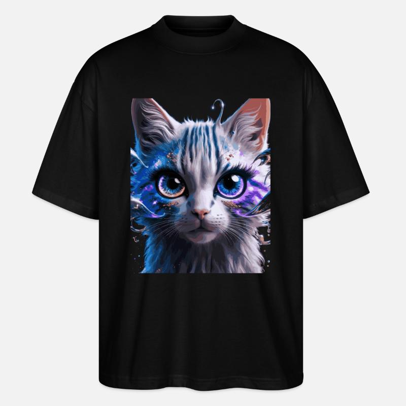 Chat de l’espace - T-shirt bio Blaster 2.0 coupe oversize Stanley/Stella Unisexe - noir