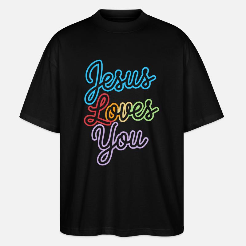 Jésus vous aime ! - T-shirt bio Blaster 2.0 coupe oversize Stanley/Stella Unisexe - noir
