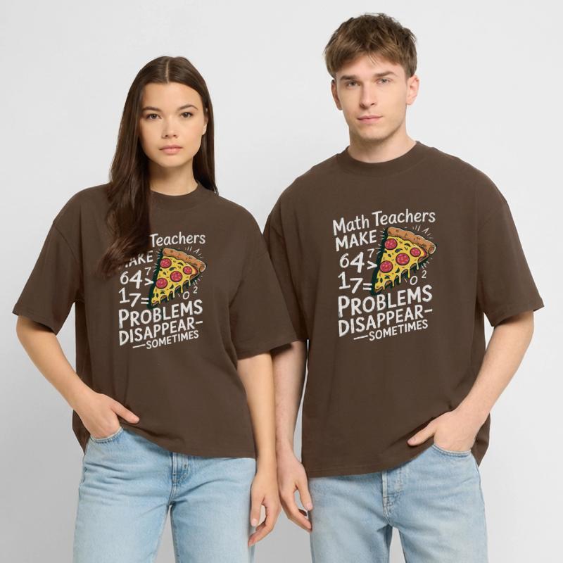 Funny Math Teacher Design Pizza & Problem Solving Stanley/Stella Oversized Unisex Organic T-shirt Blaster 2.0
