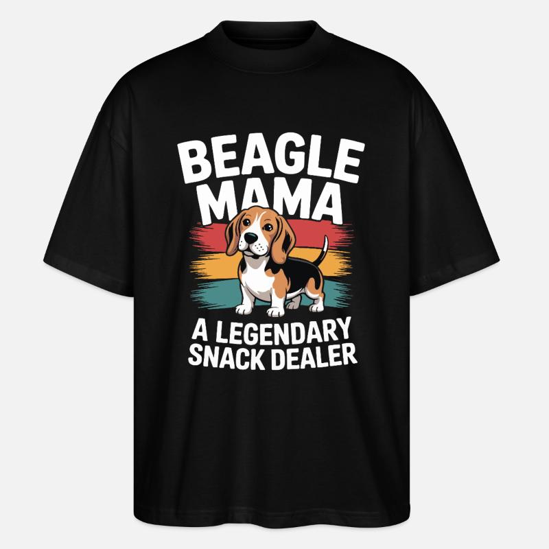 Beagle Mama, Legendärer Snack-Dealer - Stanley/Stella Oversized Unisex Bio T-Shirt Blaster 2.0 - Schwarz