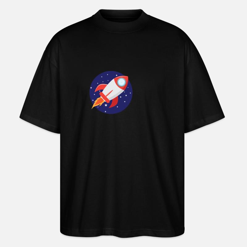 Rakete mit Sternen - Stanley/Stella Oversized Unisex Bio T-Shirt Blaster 2.0 - Schwarz