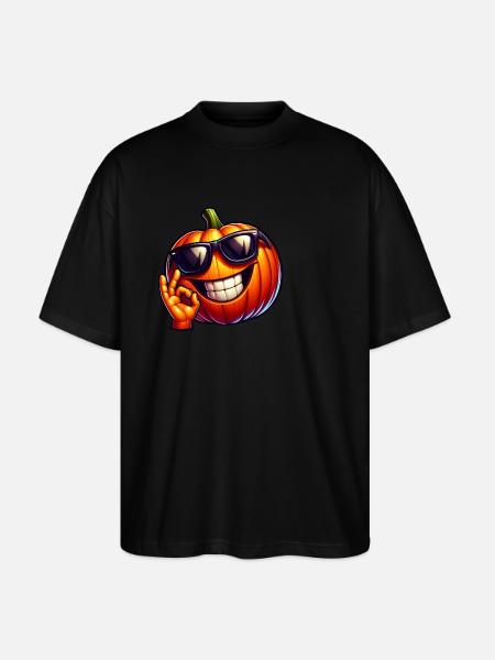 Cool Halloween pumpkin with sunglasses - Stanley/Stella Oversized Unisex Organic T-shirt Blaster 2.0 - black