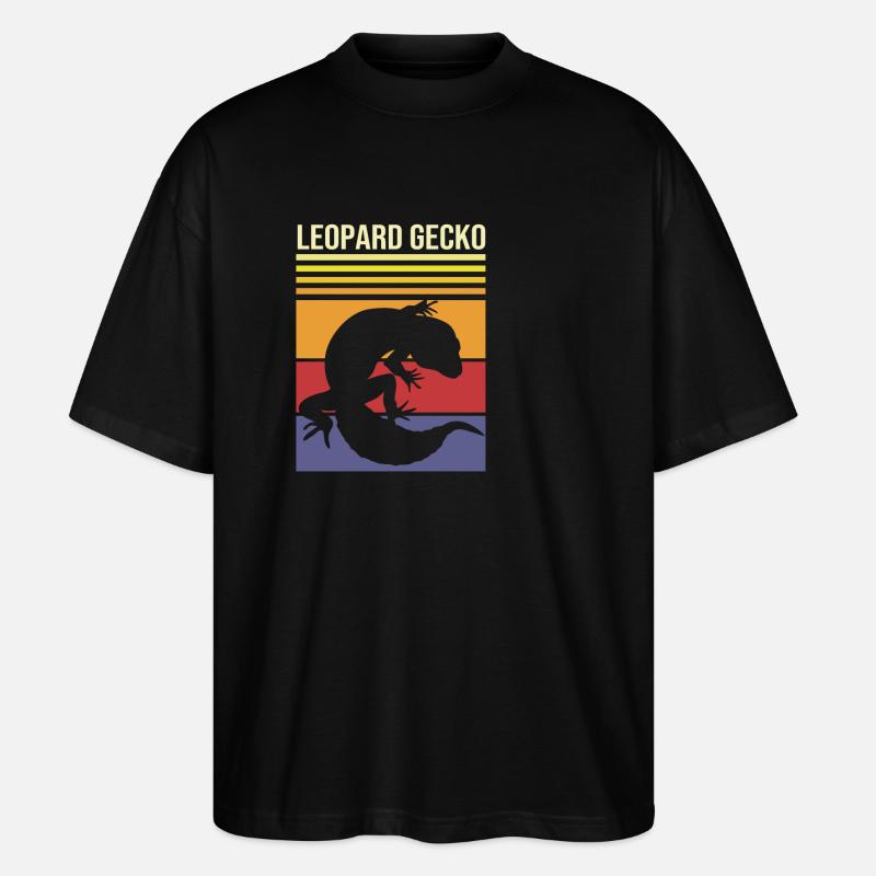 Gecko léopard - T-shirt bio Blaster 2.0 coupe oversize Stanley/Stella Unisexe - noir