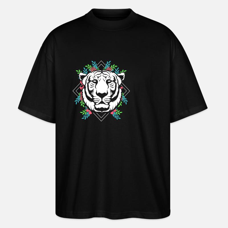Weißer Tiger - Stanley/Stella Oversized Unisex Bio T-Shirt Blaster 2.0 - Schwarz
