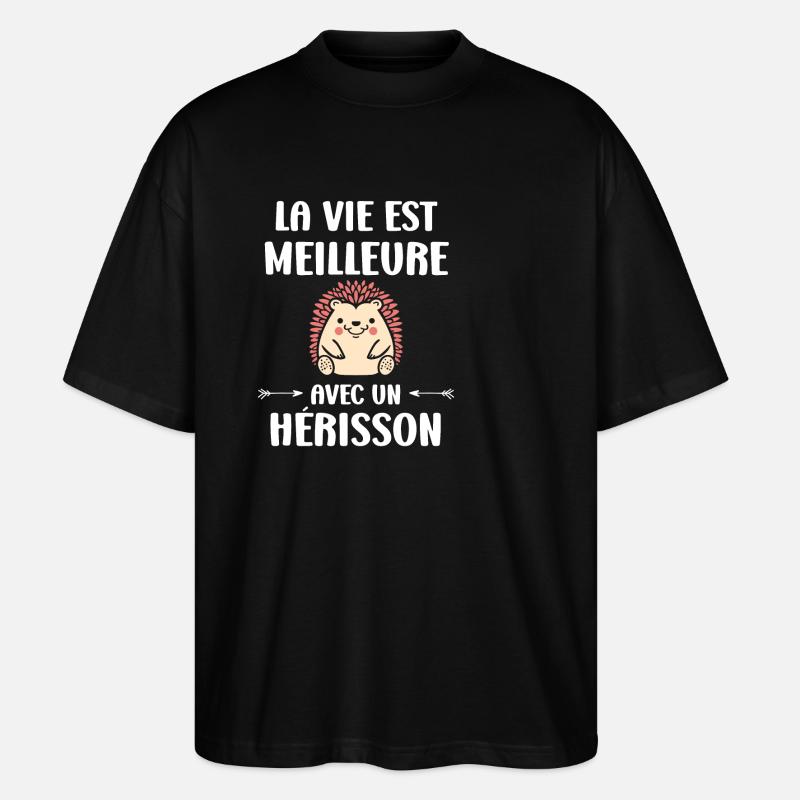 Humour hérisson - T-shirt bio Blaster 2.0 coupe oversize Stanley/Stella Unisexe - noir