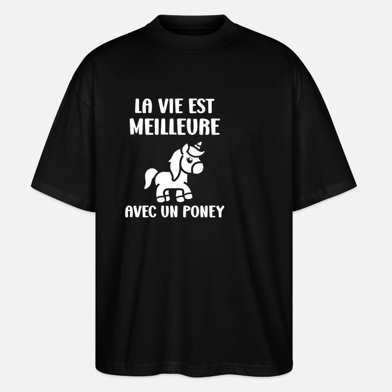 Humour poney - T-shirt bio Blaster 2.0 coupe oversize Stanley/Stella Unisexe - noir