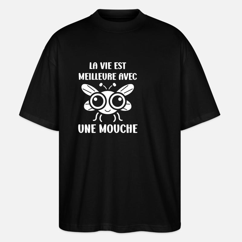Insecte Citation humour mouche - T-shirt bio Blaster 2.0 coupe oversize Stanley/Stella Unisexe - noir