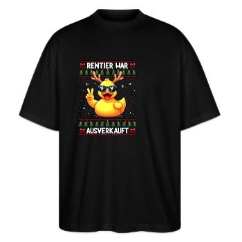 Rentier war ausverkauft Lustiges Weihnachten Elch - Stanley/Stella Oversized Unisex Bio T-Shirt Blaster 2.0 - Schwarz - Vorne - Alina (178cm) & Michal (187cm)