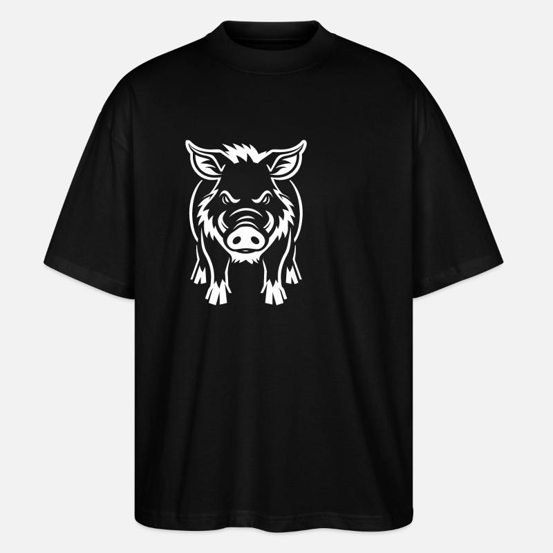 Wildschwein - Stanley/Stella Oversized Unisex Bio T-Shirt Blaster 2.0 - Schwarz