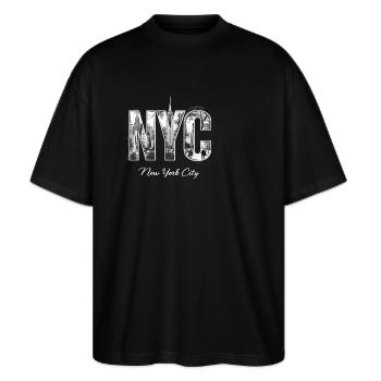 NYC New York – New York City Skyline New York - Stanley/Stella Oversized Unisex Bio T-Shirt Blaster 2.0 - Schwarz - Vorne - Alina (178cm) & Michal (187cm)