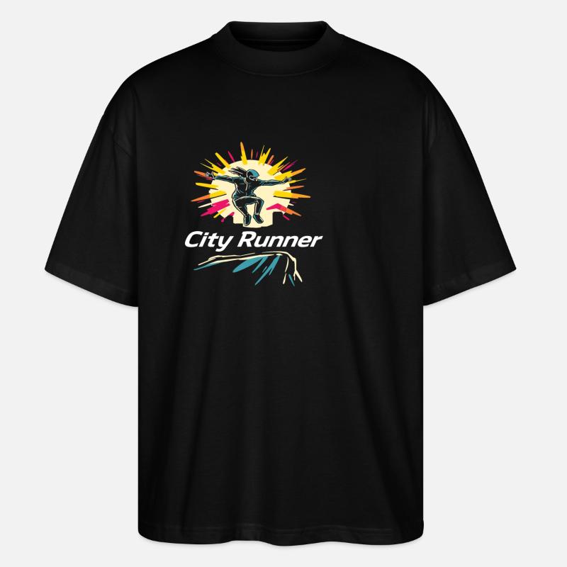 City Runner Stadtläufer - Stanley/Stella Oversized Unisex Bio T-Shirt Blaster 2.0 - Schwarz