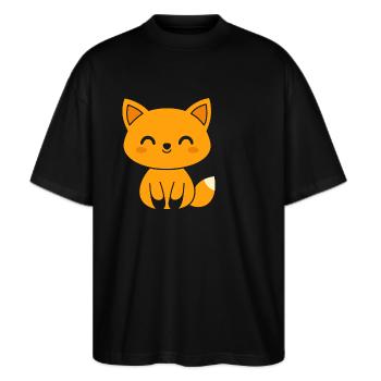 Fuchs - Stanley/Stella Oversized Unisex Bio T-Shirt Blaster 2.0 - Schwarz - Vorne - Alina (178cm) & Michal (187cm)