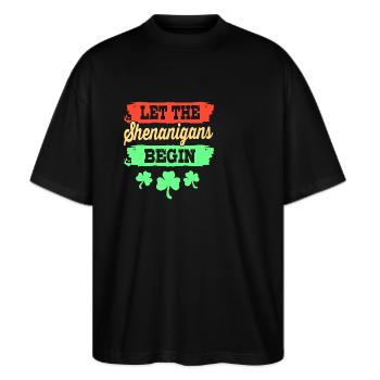 Shenanigan - Stanley/Stella Oversized Unisex Organic T-shirt Blaster 2.0 - black - Front - Alina (178cm) & Michal (187cm)