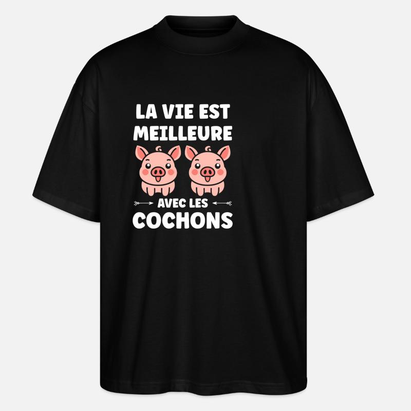 cochon - T-shirt bio Blaster 2.0 coupe oversize Stanley/Stella Unisexe - noir