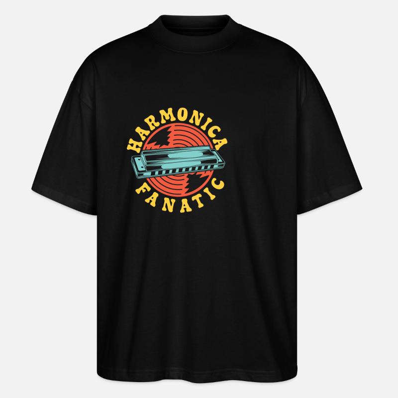 drôle d’harmoniciste fanatique harmonica - T-shirt bio Blaster 2.0 coupe oversize Stanley/Stella Unisexe - noir