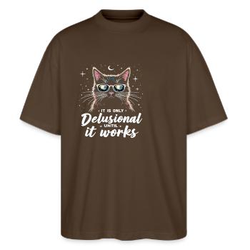 Chat délirant Chat Chats rétro Amoureux des chats - T-shirt bio Blaster 2.0 coupe oversize Stanley/Stella Unisexe - marron foncé - Devant - Alina (178cm) & Michal (187cm)
