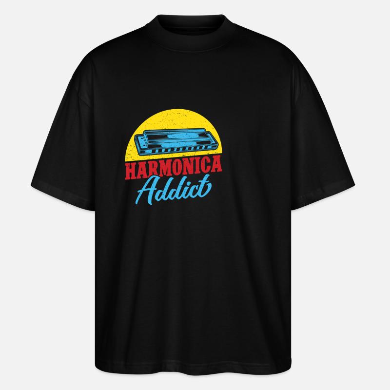 Drôle d’harmoniciste Harmonica Addict Harmonica - T-shirt bio Blaster 2.0 coupe oversize Stanley/Stella Unisexe - noir