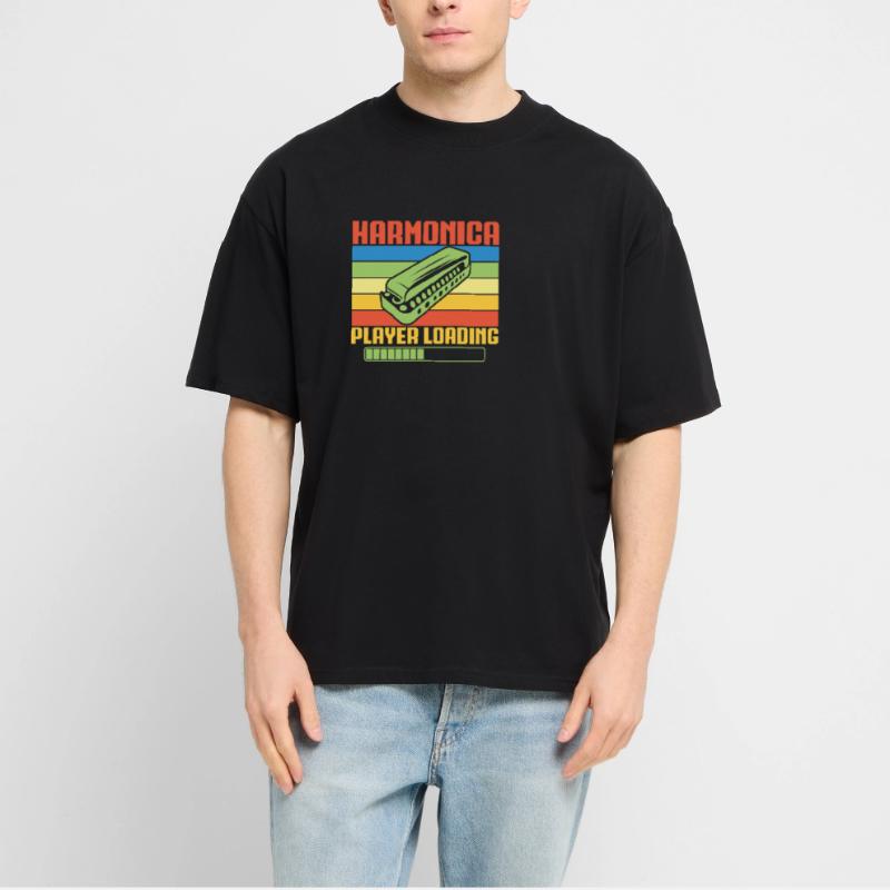 Funny Harmonica Player Loading Harmonica Stanley/Stella Oversized Unisex Organic T-shirt Blaster 2.0