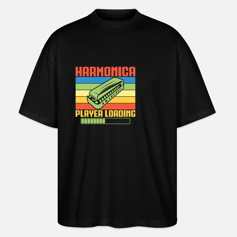 Funny Harmonica Player Loading Harmonica - Stanley/Stella Oversized Unisex Bio T-Shirt Blaster 2.0 - Schwarz