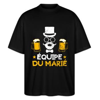 Équipe Du Marié – EVG Style Complice - T-shirt bio Blaster 2.0 coupe oversize Stanley/Stella Unisexe - noir - Devant - Alina (178cm) & Michal (187cm)