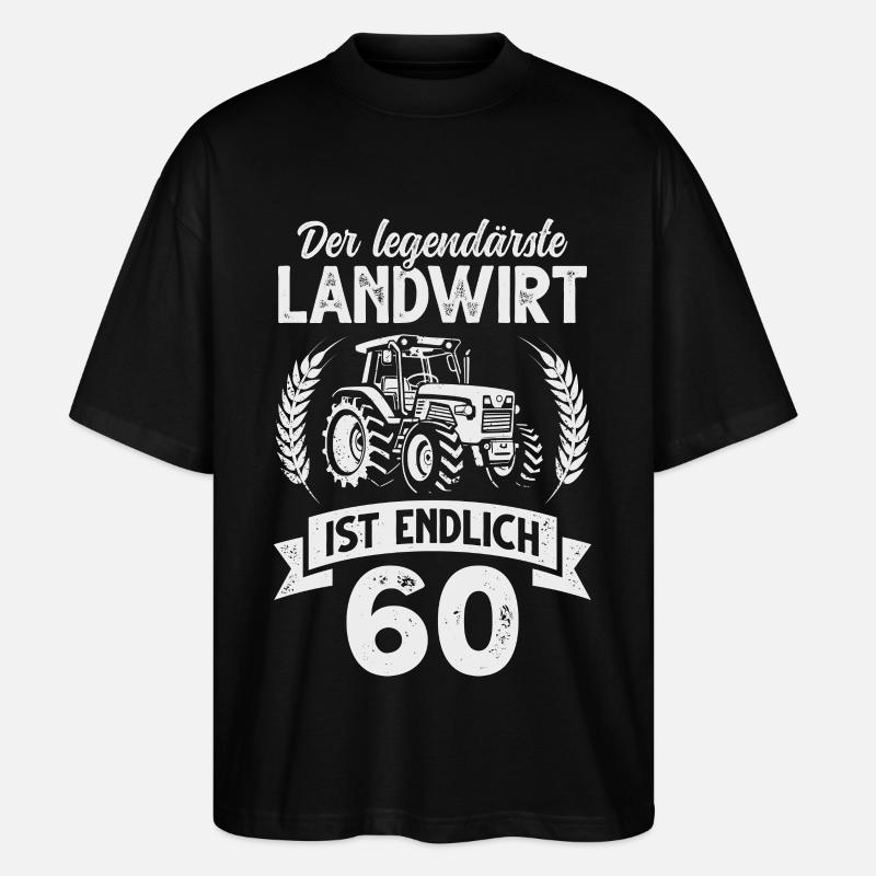 Landwirt 60. Geburtstag Traktor Bauer - Stanley/Stella Oversized Unisex Bio T-Shirt Blaster 2.0 - Schwarz