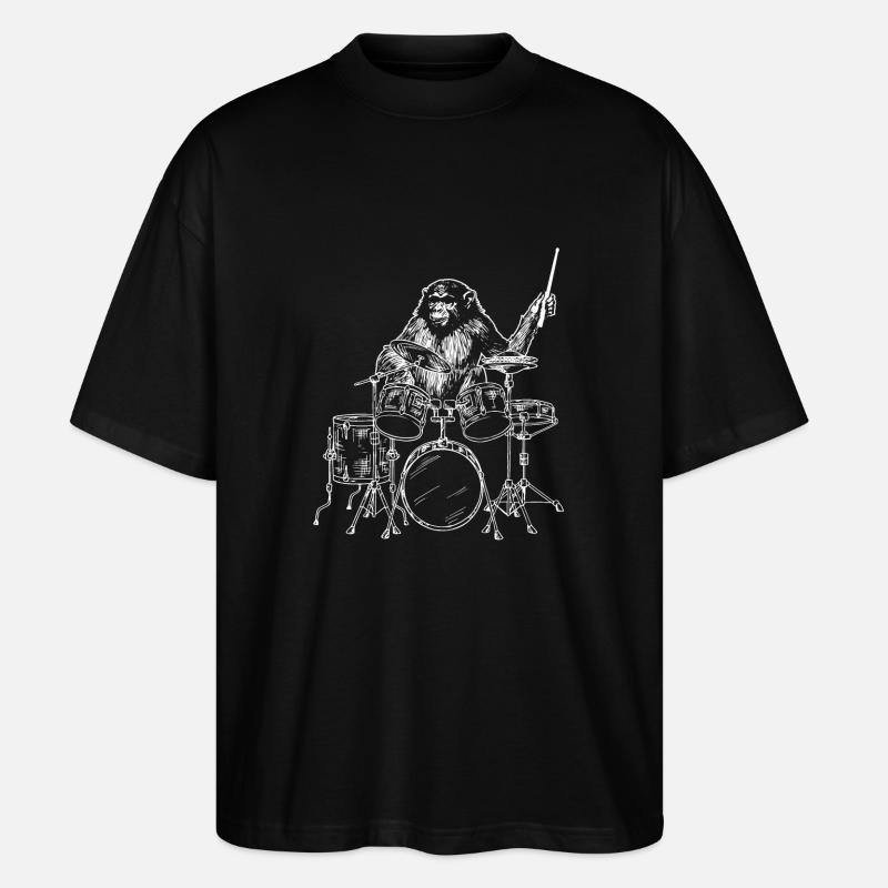Affe Schlagzeuger Drummer - Stanley/Stella Oversized Unisex Bio T-Shirt Blaster 2.0 - Schwarz