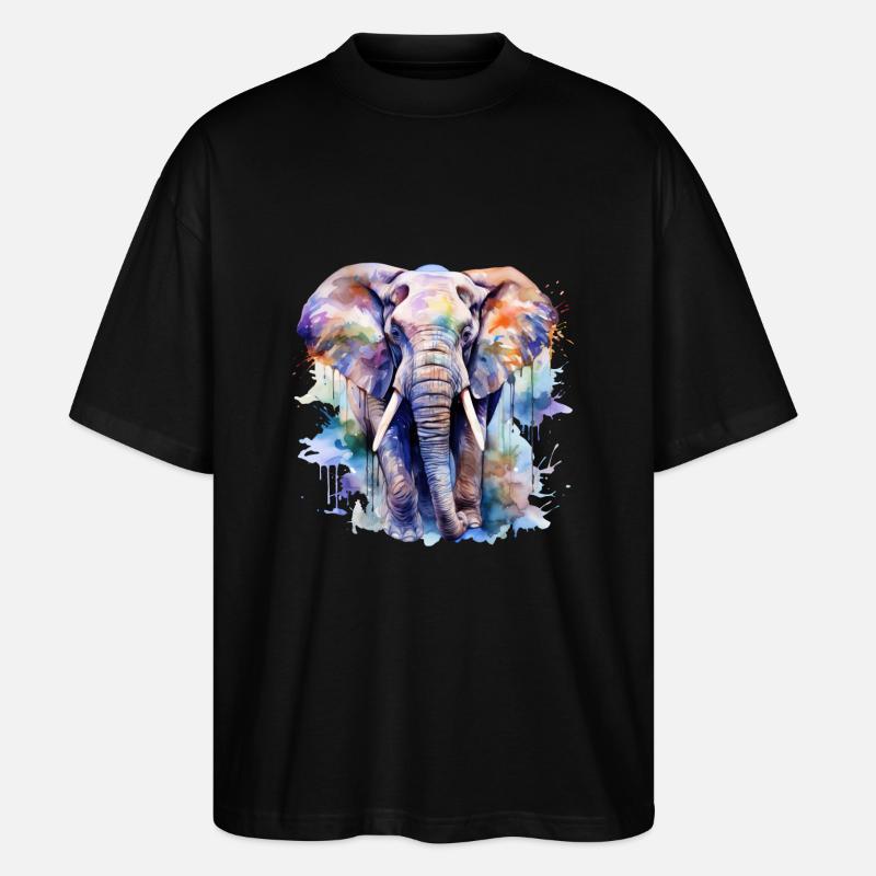 elefant, wasserfarben - Stanley/Stella Oversized Unisex Bio T-Shirt Blaster 2.0 - Schwarz