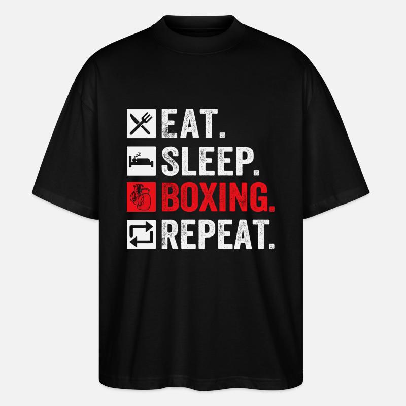 Eat Sleep Boxing Repeat - Stanley/Stella Oversized Unisex Organic T-shirt Blaster 2.0 - black