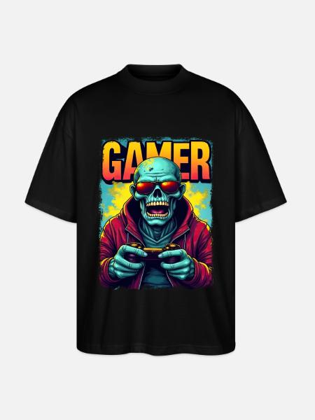 Zocker-Zombie mit Controller - Stanley/Stella Oversized Unisex Bio T-Shirt Blaster 2.0 - Schwarz