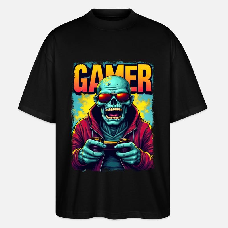 Gambler zombie with controller - Stanley/Stella Oversized Unisex Organic T-shirt Blaster 2.0 - black